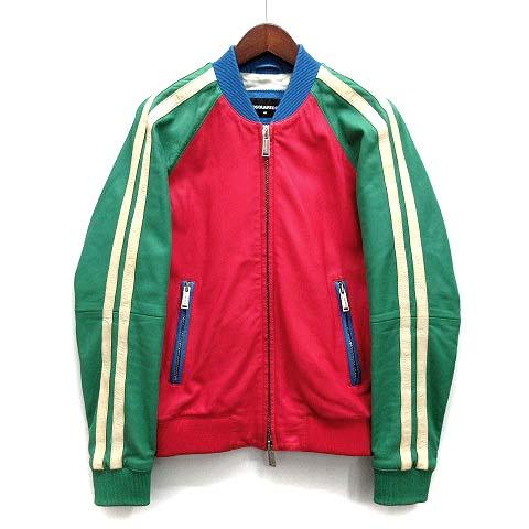 【中古】ディースクエアード DSQUARED2 ラムレザー リブ ボンバージャケット ブルゾン S74AM0590 クレイジーカラー 46 メンズ