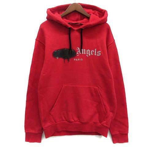 【中古】パームエンジェルス PALM ANGELS スプレーロゴ スウェット パーカー プルオーバー 裏起毛 レッド 赤 S PMBB003F20FLE001 メンズ