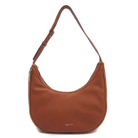 【中古】アニエスベー ボヤージュ Agnes b. VOYAGE FEMME レザー ショルダーバッグ ホーボー 肩掛け 2024AW ブラウン WAS34A-01 P437VCX6