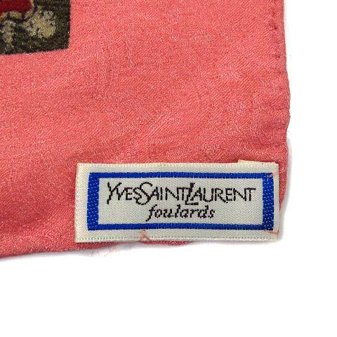 【中古】イヴサンローラン YVES SAINT LAURENT Foulards シルク スカーフ ペイズリー サーモンピンク 90cm 中古】イヴサンローラン YVES SAINT LAURENT Foulards シルク スカーフ
