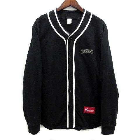 【中古】シュプリーム SUPREME BASEBALL TOP スウェット ベースボール シャツ アーチロゴ M 黒 ブラック 18AW ☆AA★ メンズ