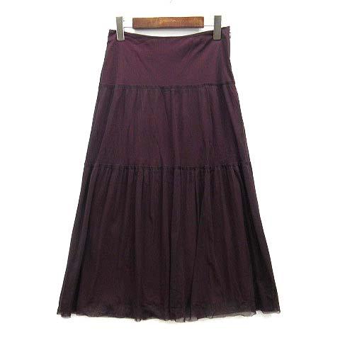 【中古】ヴィヴィアンタム VIVIENNE TAM チュール ティアード ロング スカート ボルドー 0 レディース