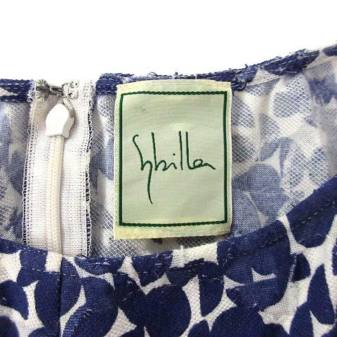 【中古】シビラ SYBILLA ジオメトリック カット ジャガード ワンピース ノースリーブ ブルー 青 M GBPGT73530 レディース