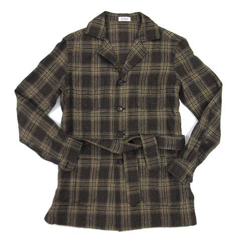 【中古】デ ペトリロ De Petrillo サハリアーナ SAHARIANA チェック リネン サファリジャケット 茶 ブラウン 42 イタリア製 メンズ