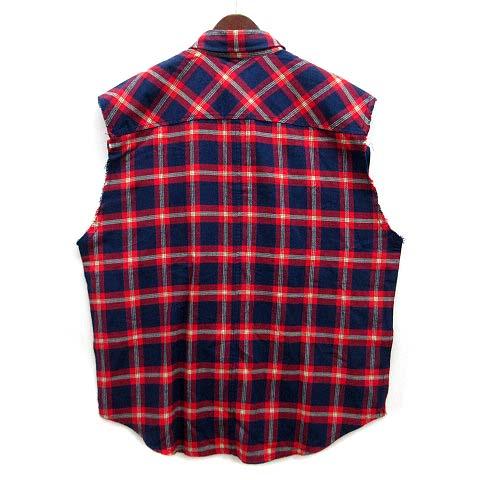 【中古】フィアオブゴッド Fear of God FOG COLLECTION ONE 2015 2016 スリーブレス チェック ネルシャツ 赤 レッド L ☆AA★ メンズ_1