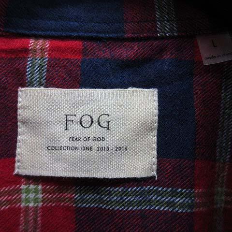 【中古】フィアオブゴッド Fear of God FOG COLLECTION ONE 2015 2016 スリーブレス チェック ネルシャツ 赤 レッド L ☆AA★ メンズ_2