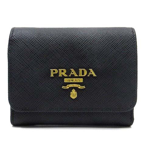 ️ 極美品‼️PRADA サフィアーノ 1MH021 ブラック プラダ三つ折り財布 PRADA（プラダ） 三つ折り財布 ミニ財布 サフィアーノ 美品 ブラック