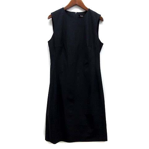 【中古】未使用品 セオリー Theory スリーブレス ワンピース Traceable Wool SL Fitted DR 紺 ネイビー 2 レディース