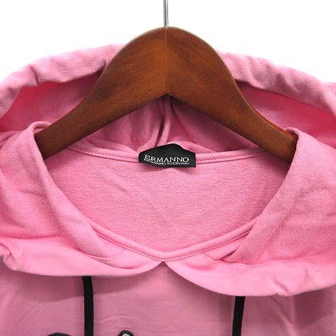 【中古】エルマノシェルビーノ ERMANNO SCERVINO サガラ刺繍 ライト スウェット パーカー プルオーバー ピンク 40 イタリア製 レディース 中古】エルマノシェルビーノ ERMANNO SCERVINO サガラ刺繍 ライト