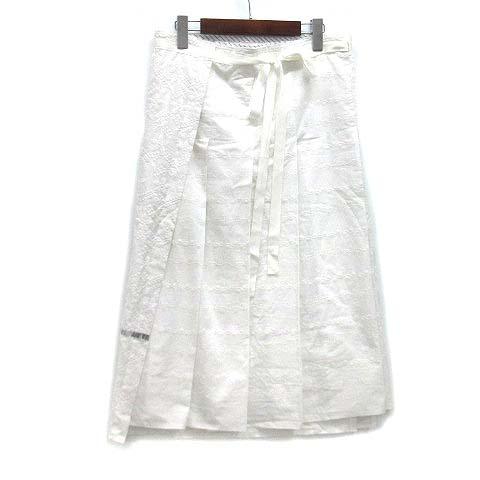 【中古】ハウトゥリブ How to live 勝屋まゆみ リーフ レース ラップ 巻 スカート エプロン 箔プリント L 白 ホワイト レディース