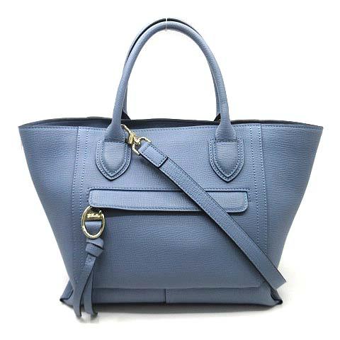 【中古】ロンシャン LONGCHAMP メールボックス トップハンドル 2WAY ハンドバッグ レザー スレートブルー 10104 レディース