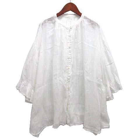 nest Robe / リネンガーゼギャザースリーブブラウス/長袖ブラウス/FREE/リネン/BLU/01242-1521 中古】ネストローブ nest Robe リネン ガーゼ ギャザースリーブ