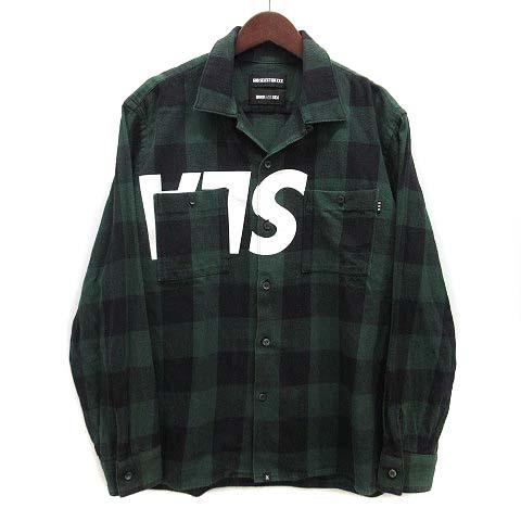 【中古】ウィンダンシー WIND AND SEA ゴッドセレクション GOD SELECTION XXX チェック オープンカラー シャツ 長袖 M グリーン ☆AA★