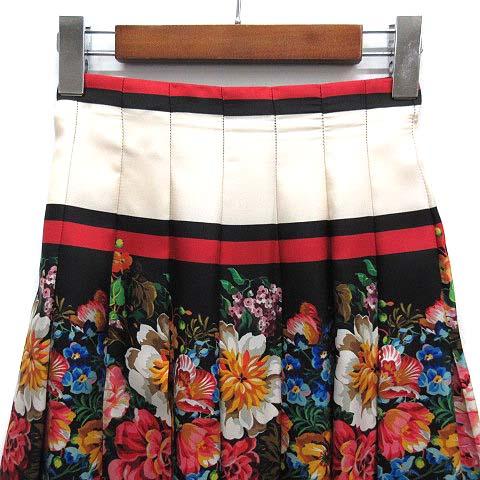 【中古】グッチ GUCCI フラワー プリント シルク プリーツ ロング スカート 409370 マルチカラー 36 レディース_2