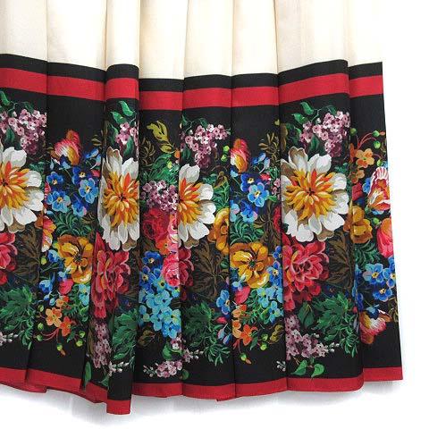 【中古】グッチ GUCCI フラワー プリント シルク プリーツ ロング スカート 409370 マルチカラー 36 レディース_3