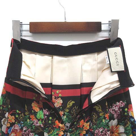 【中古】グッチ GUCCI フラワー プリント シルク プリーツ ロング スカート 409370 マルチカラー 36 レディース_4