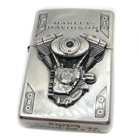 【中古】ジッポー ZIPPO ハーレーダビッドソン HARLEY DAVIDSON V2 エンジン エンブレム メタル貼り オイルライター 1999年 着火確認済み