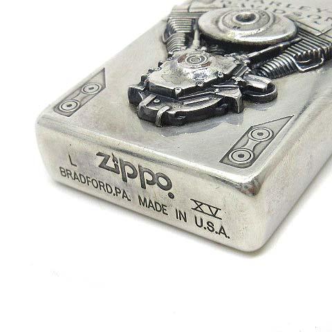 【中古】ジッポー ZIPPO ハーレーダビッドソン HARLEY DAVIDSON V2 エンジン エンブレム メタル貼り オイルライター 1999年 着火確認済み_1