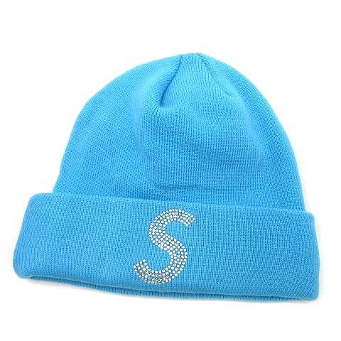 【中古】シュプリーム SUPREME ニューエラ NEW ERA スワロフスキー SWAROVSKI ビーニー ニット S Logo Beanie ライトアクア 21SS ☆AA★