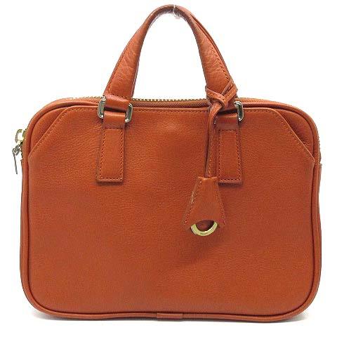 【中古】アニアリ aniary シュリンクレザー ミニ ブリーフケース ビジネスバッグ Shrink Leather Brief 3 オレンジブラウン メンズ