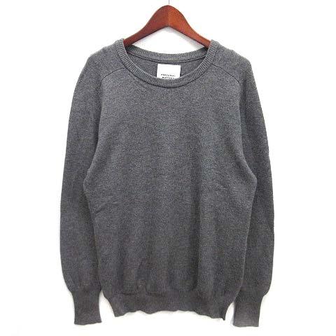 【中古】パーソナルマター PERSONAL MATTERS メリノウール クルーネック セーター 長袖 ニット ダークグレー 1 日本製 メンズ