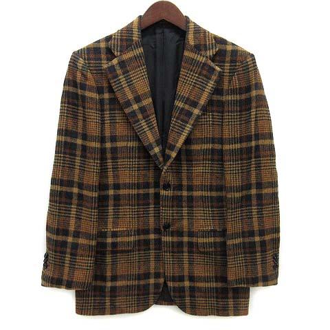 【中古】エムピーディマッシモピオンボ Mp Massimo Piombo ウール シルク チェック テーラード ジャケット 2B ブラウン 42 イタリア製