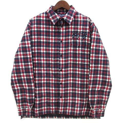 【中古】ボーンアンドレイズド BORN X RAISED PCP/LSD ネルシャツ ジャケット 中綿 チェック レッド ネイビー 赤 紺 S ☆AA★ メンズ_1