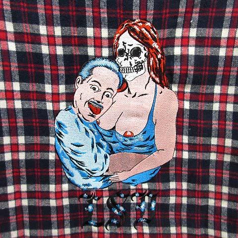 【中古】ボーンアンドレイズド BORN X RAISED PCP/LSD ネルシャツ ジャケット 中綿 チェック レッド ネイビー 赤 紺 S ☆AA★ メンズ_5