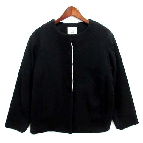 【中古】アトリエナルセ atelier naruse ウール コクーン ジャケット wool cocoon jacket ブラック 黒 F na-F04040 レディース