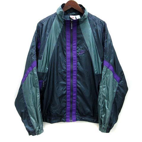 【中古】ナイキ NIKE 銀タグ ウインドブレーカー ナイロン ジャケット L 緑 グリーン 90s ヴィンテージ メンズ