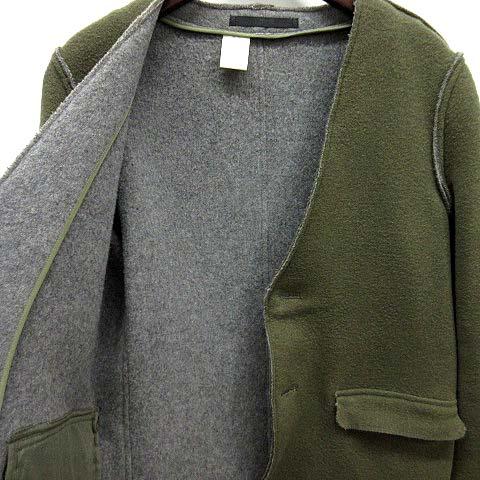 【中古】ミスターハリウッド N.HOOLYWOOD ダブルフェイス ノーカラー ジャケット ウール カーキ 36 152-JK03 メンズ_3
