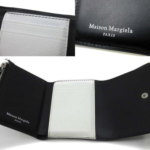【中古】メゾンマルジェラ Maison Margiela 4ステッチ 三つ折り 財布 レザー コンパクト ウォレット SA3UI0017 P5787 HA202 黒 白 ☆AA★_4