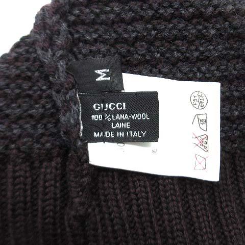 【中古】グッチ GUCCI インターロッキングG ウール ニットキャップ ニット帽 ビーニー パープル M レディース_2