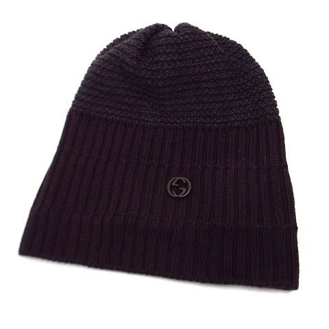 【中古】グッチ GUCCI インターロッキングG ウール ニットキャップ ニット帽 ビーニー パープル M レディース_5