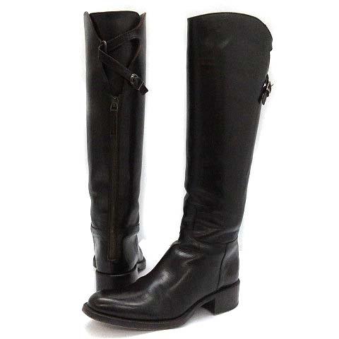 【中古】サルトル SARTORE SR1400 PARMA 432 T.MOR ロング ブーツ クロスストラップ バックジップ 35.5 22.5cm~23cm ダークブラウン