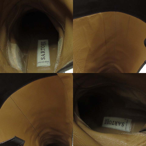 【中古】サルトル SARTORE SR1400 PARMA 432 T.MOR ロング ブーツ クロスストラップ バックジップ 35.5 22.5cm~23cm ダークブラウン