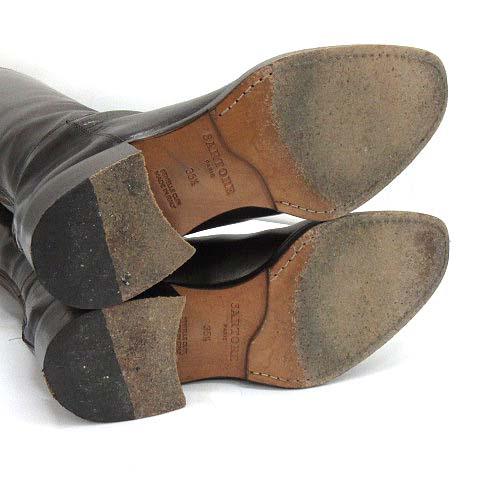 【中古】サルトル SARTORE SR1400 PARMA 432 T.MOR ロング ブーツ クロスストラップ バックジップ 35.5 22.5cm~23cm ダークブラウン