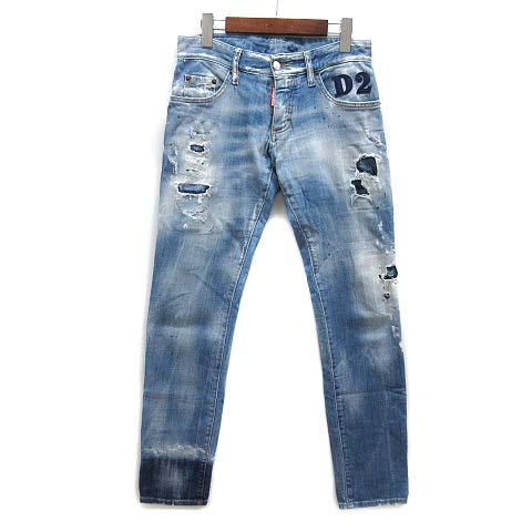【中古】ディースクエアード DSQUARED2 ANNIVERSARY SUPER LOW JEAN デニムパンツ ジーンズ ヴィンテージ加工 44 S74LB0852 メンズ