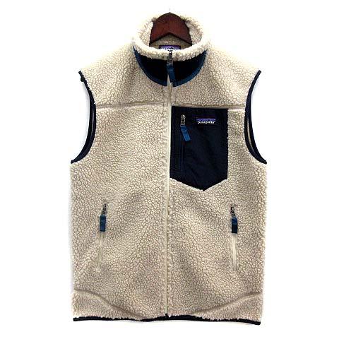 【中古】パタゴニア Patagonia クラシック レトロX ベスト ボア フリース Classic Retro-X Vest 23048 FA18 ナチュラル ネイビー XS