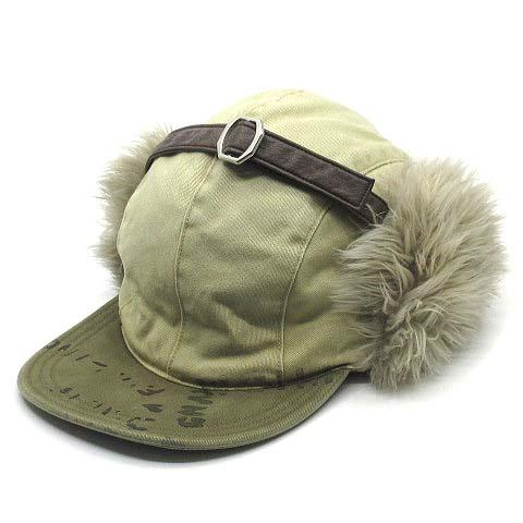 【中古】キャピタル KAPITAL ムラチノ ブリムフィールドハンターキャップ USED加工 フェイクファー 耳当て K2410XH526 サイズF