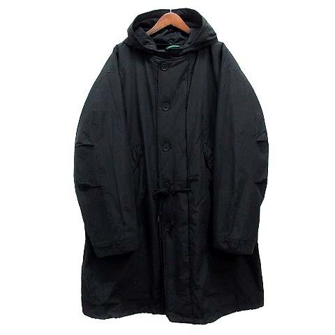 【中古】ラコステ LACOSTE オーバーサイズ ミリタリーコート 中綿 ブラック 黒 L BH009J メンズ