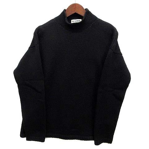 【中古】ジルサンダー JIL SANDER ウール ニット アシンメトリー モックネック セーター 長袖 ブラック 黒 36  レディース