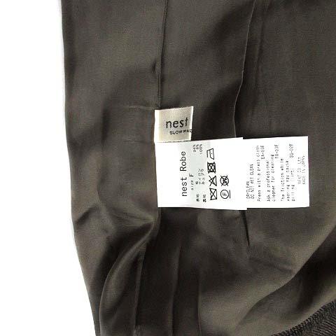 【中古】ネストローブ nest Robe 2025AW ウール チェック ヘリンボン クロップド パンツ 01254-1168 ダークグレー F 美品 レディース_2