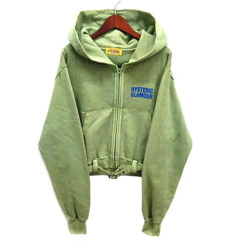 【中古】ヒステリックグラマー HYSTERIC GLAMOUR BABYSITTING CLUB ショート丈 パーカー ヴィンテージ風 スウェット グリーン 01243CF02