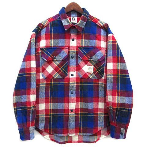 【中古】エーエイプ アベイシングエイプ AAPE NOW フーデッド ヘビーネルシャツ ジャケット moonface check hooded shirt jacket M 美品_3