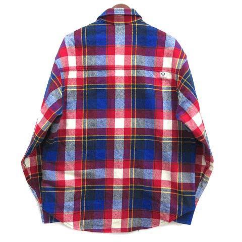 【中古】エーエイプ アベイシングエイプ AAPE NOW フーデッド ヘビーネルシャツ ジャケット moonface check hooded shirt jacket M 美品_4