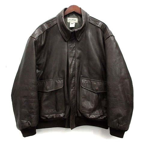 【中古】エルエルビーン L.L.BEAN 80s A-2 レザー フライトジャケット ブルゾン H706 ブラウン XXL USA製 ヴィンテージ メンズ
