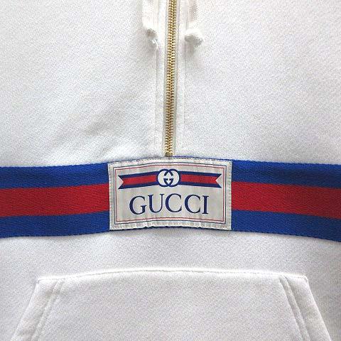 中古】グッチ GUCCI ウェブストライプ ロゴ スウェット ハーフジップ