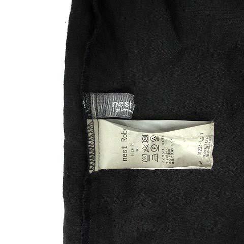 【中古】ネストローブ nest Robe ブラック リネン ボックス 吊り ワンピース ロング ジャンスカ 01234-1446 2023AW 黒 F レディース