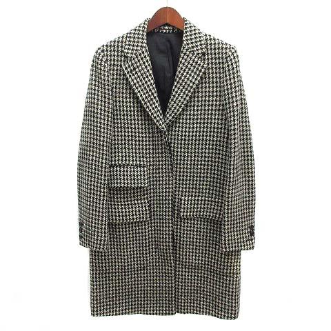 【中古】マーガレットハウエル MARGARET HOWELL ハウンドトゥース シティコート チェスターコート 千鳥格子 ブラック 黒 1 578-212405